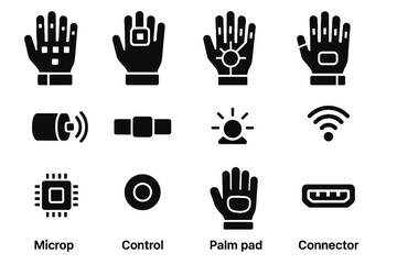 Fototapeta premium Control icon module glove vr wrist button haptic vector sensor port finger