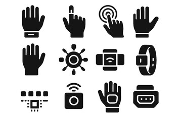 Fototapeta premium Wrist icons control interface glove icon gesture button microchip sensor wireless pad