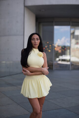 young woman in a white dress
