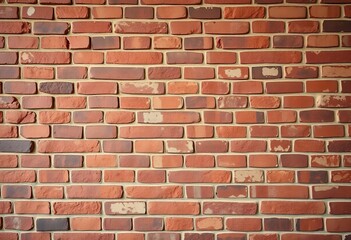 Obraz premium Rough-textured brick wall, varying shades of red and brown, brickwork, pattern