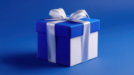Obraz premium Vibrant Image of Blue and White Gift Box Mockup Ultra high quality, smooth details, soft lighting, glowing realistic textures, 8K resolution