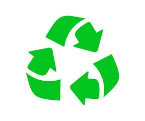 Green recycle or recycling arrows illustration on transparent background. 

