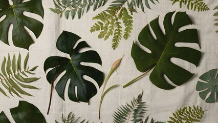 seamless pattern with green leaves