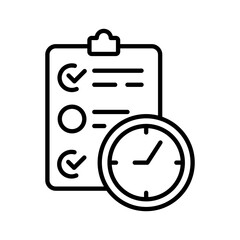 Schedule Icons In Outline, Vector Illustration