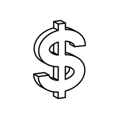 Dollar sign icon with white background vector stock illustration