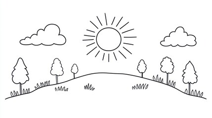 Simple outline landscape illustration