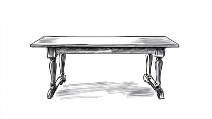 Vintage wooden table drawing