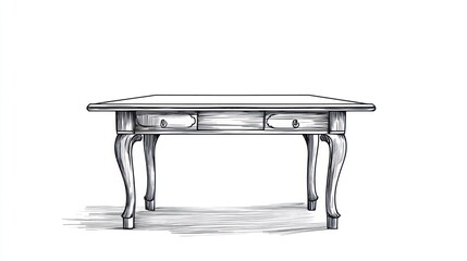 Simple wooden desk drawing