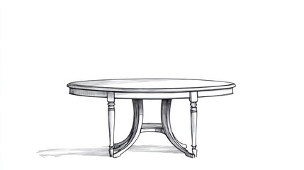 Oval dining table drawing