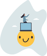 Work happiness or job satisfaction, passion or enjoyment working with company, employee wellbeing .about a man and his life.