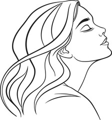 Luxury Fashion Woman Profile – Elegant Line Art Vector Illustration