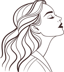 Luxury Fashion Woman Profile – Elegant Line Art Vector Illustration
