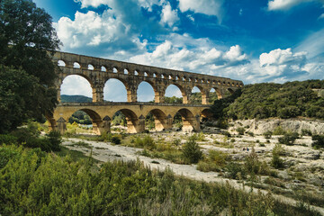 Obraz premium Pont du Gard, Roman aqueduct, River Gard, France