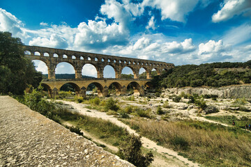Obraz premium Pont du Gard, Roman aqueduct, River Gard, France