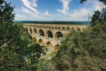 Obraz premium Pont du Gard, Roman aqueduct, River Gard, France