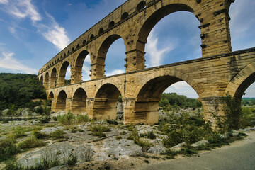 Fototapeta premium Pont du Gard, Roman aqueduct, River Gard, France