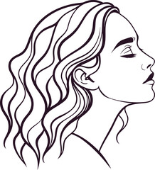 Luxury Fashion Woman Profile – Elegant Line Art Vector Illustration