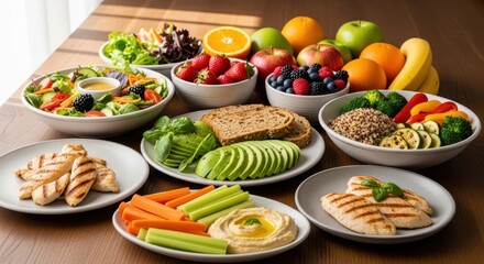 Fototapeta premium Delicious Healthy Eating and Whole Food Meal Preparation Ideas for a Balanced Diet