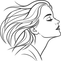 Luxury Fashion Woman Profile – Elegant Line Art Vector Illustration