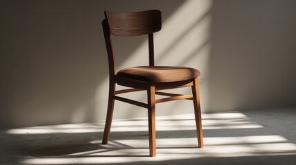 High Definition Image of a Brown Wooden Chair with a Brown Seat and Back