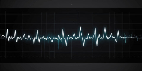 Obraz premium EKG heartbeat on a monitor, a technological graph of a healthy pulse wave, illustrating the rhythm of a cardiogram