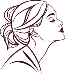 Luxury Fashion Woman Profile – Elegant Line Art Vector Illustration
