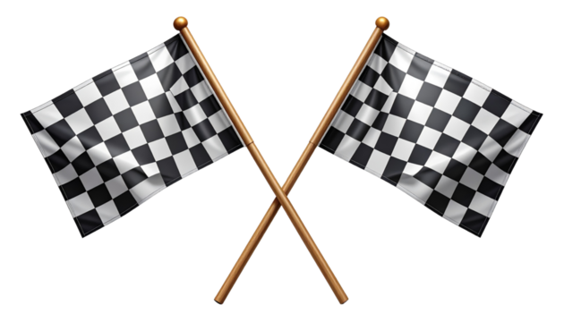  Crossed Motorsport Checkered Flags Pair – PNG