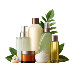 Collection of skincare products displayed creative png