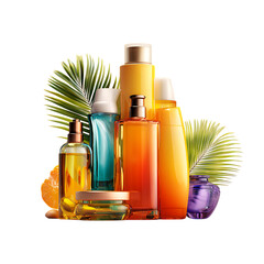Collection of skincare products displayed creative png
