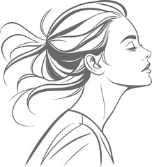 Luxury Fashion Woman Profile – Elegant Line Art Vector Illustration