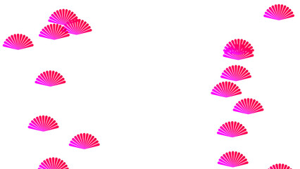 赤いグラデーションの和扇子を両側に配置し、テキストスペースを確保した背景透過イラスト。

