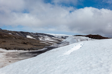 Snow Path Leading Across Icelandic Glacier
