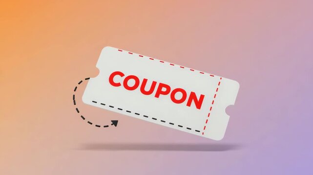 Coupon code graphic dashed border rotating, discount sale online promotional marketing, ecommerce coupons offer retail deals, digital coupon marketing campaign, online promotion advertising strategy