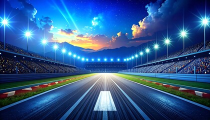 Race track at sunset