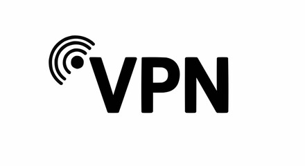 Vector art of vpn concept with signal waves and text