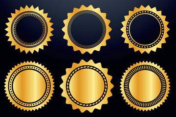 Circle sticker set. Wavy edge promo red badges. Star burst shape tags for price. Blank sale stickers. Simple silhouette. Flat vintage labels. Graphic illustration