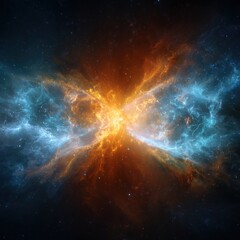 Fototapeta premium Vibrant Nebula Collision in Space Burst