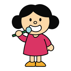 Girl Brushing Teeth Icon | Kids Oral Health Graphic