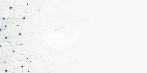 A clean polygonal geometric background with interconnected nodes and lines, representing digital communication, artificial intelligence, or blockchain systems. The monochrome tones and low-poly struct