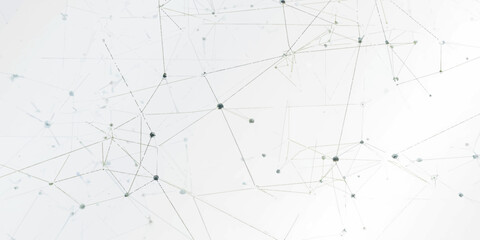 A clean polygonal geometric background with interconnected nodes and lines, representing digital communication, artificial intelligence, or blockchain systems. The monochrome tones and low-poly struct