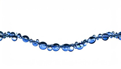Blue Water Drops Arc with Bubbles on Transparent Background
