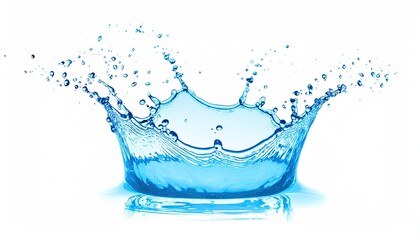 Blue Water Splash Crown Ring Micro Beads on White Background
