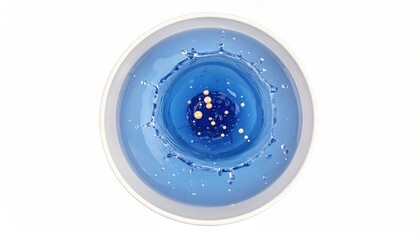 Blue Water Splash in Bowl with Gold Micro Pearls