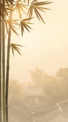 minimalist background inspired by Vietnamese aesthetics: bamboo