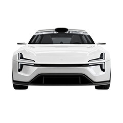 Naklejka premium Sleek white electric vehicle isolated on transparent background, modern automobile design