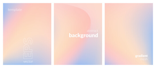 Abstract liquid background set. Gradient mesh. Effect bright color blend. Blurred fluid colorful mix. Modern design template for web covers, ad banners, posters, brochures, flyers. Vector image EPS