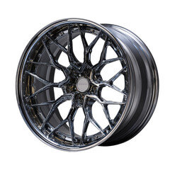 Obraz premium Intricate automotive alloy wheel showcasing elaborate spoke design and reflective metallic surface