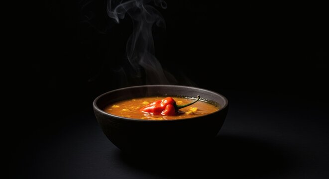 Authentic Manish Water Soup in a Rustic Bowl with Hot Steam