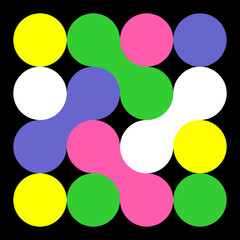 Geometric abstract colorful circle composition on black