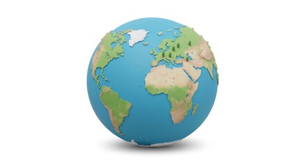 Naklejka premium Cartoon Earth Globe Showing Continents in Blue and Green